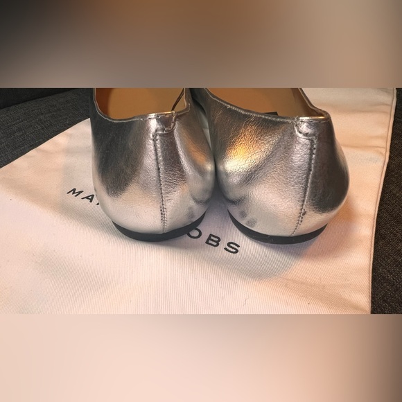 Marc Jacobs Metallic Silver Flats with Gold Floral Accents - Picture 3 of 10